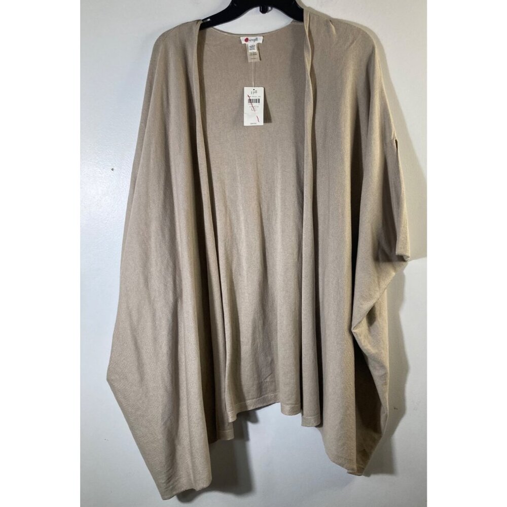 Womens Purejill Sweater Poncho Tan L/XL Cotton Nylon Viscose Flaw